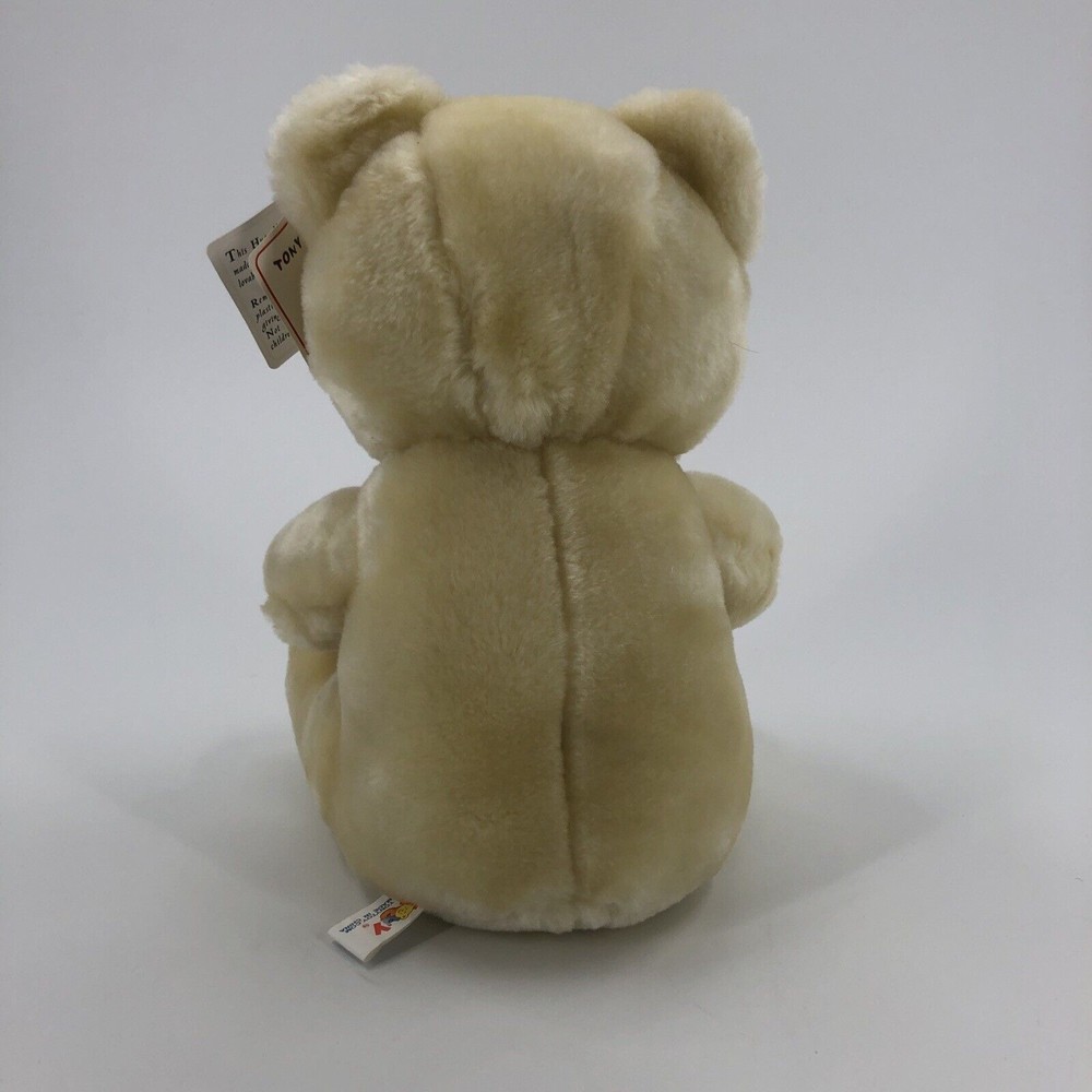 Tonytoy Puli Teddy Bear Plush Stuffed Animal Light Yellow Cream Red Bow 10" TAG - Picture 3 of 12